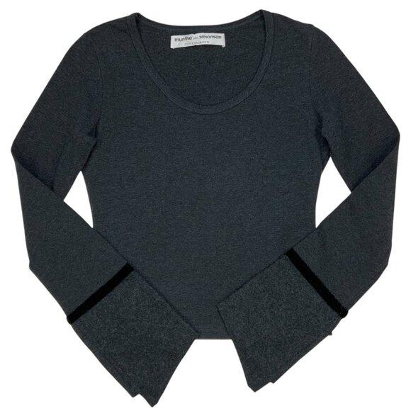 Munthe Plus Simonsen Copenhagen Tee Shirt Top S Bell Sleeve Wool Blend - Picture 12 of 12